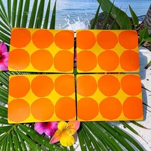 4 Marimekko Vinyl Placemats Mats Crate And Barrel Kivet Tangerine Yellow Orange